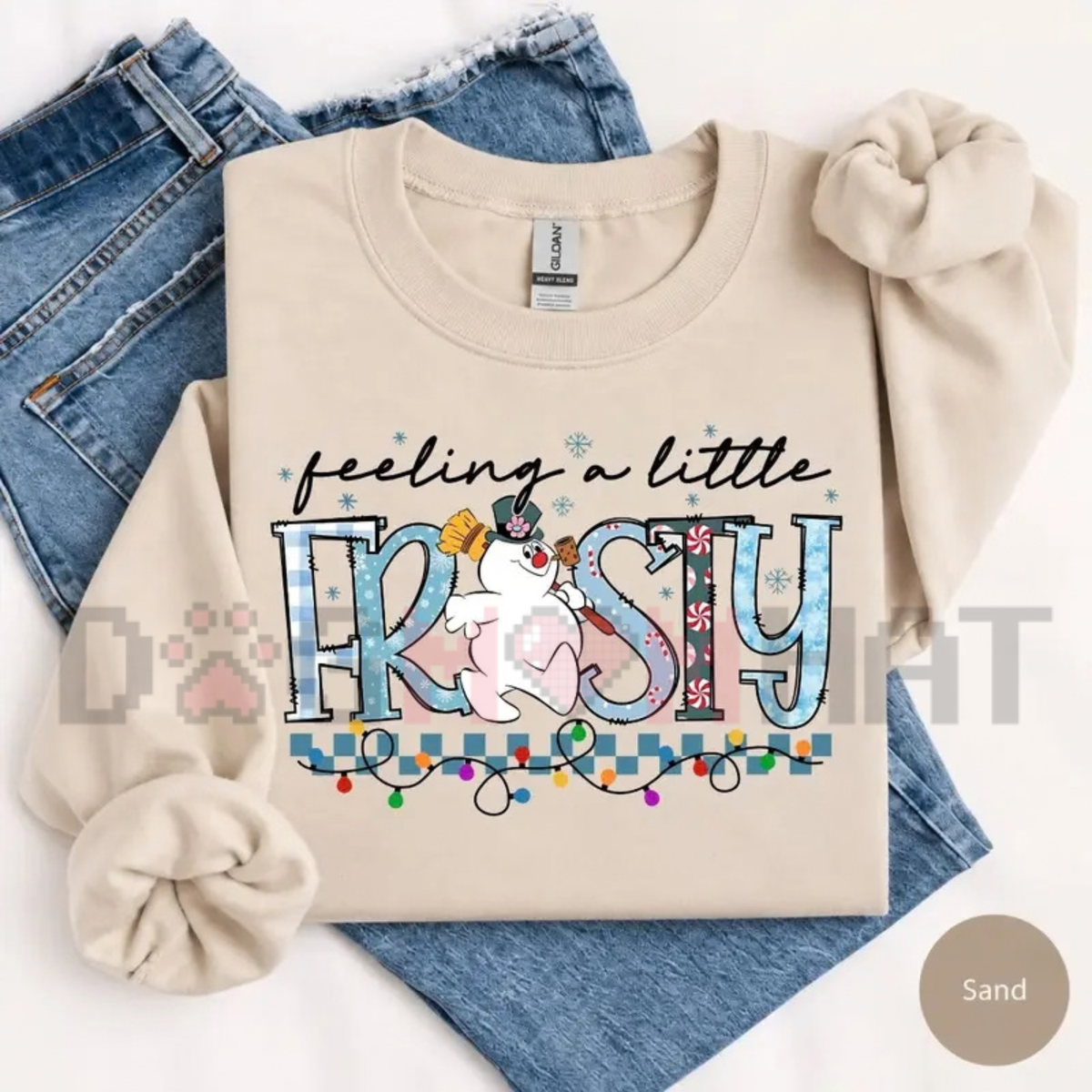Feeling A Little Frosty Cute Snowman Christmas Fleece Sweatshirt