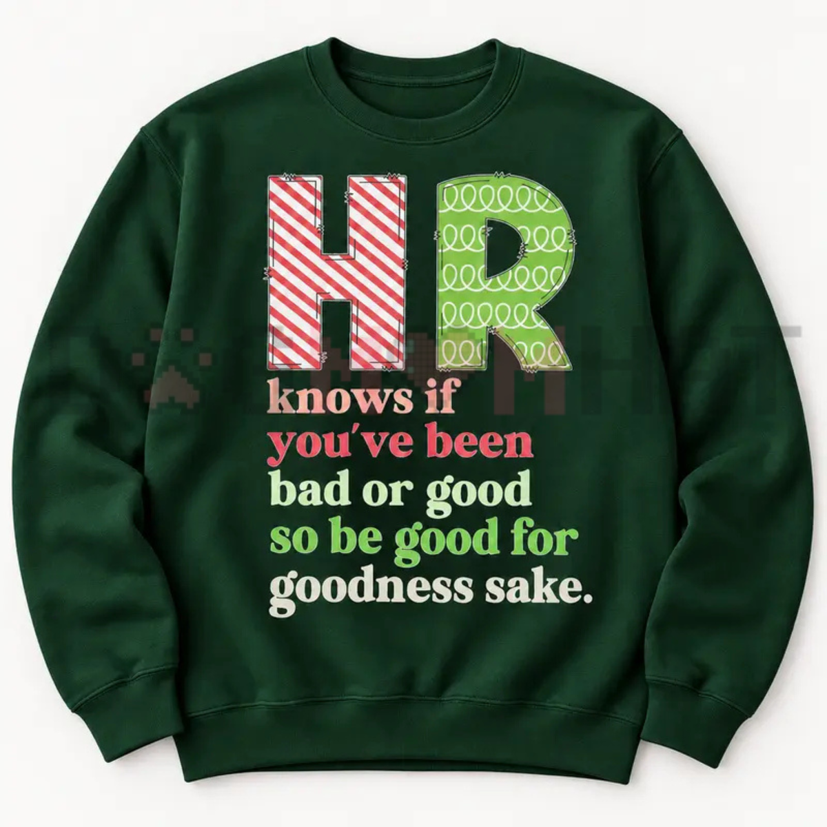 Festive Friction Tee – Christmas HR "Be Good For Goodness Sake" Santa Belt Graphic Shirt