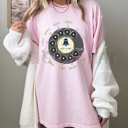 Rotary Dial Nostalgia T-Shirt – Vintage Phone Graphic Tee | Retro Unplugged Minimalist Style