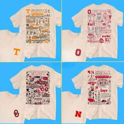 ALL TEAM NCAA Sand T-Shirt – Tropical Artwork Tee for Men & Women, Casual College Sports Fanwear