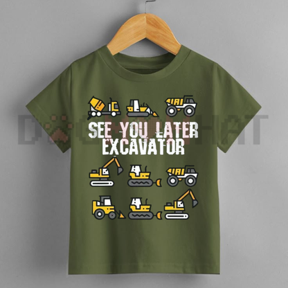 Big Dig Farewell Rhyme Graphic Tee - Cute See You Later Excavator Kids Heavy Cotton Construction Shirt