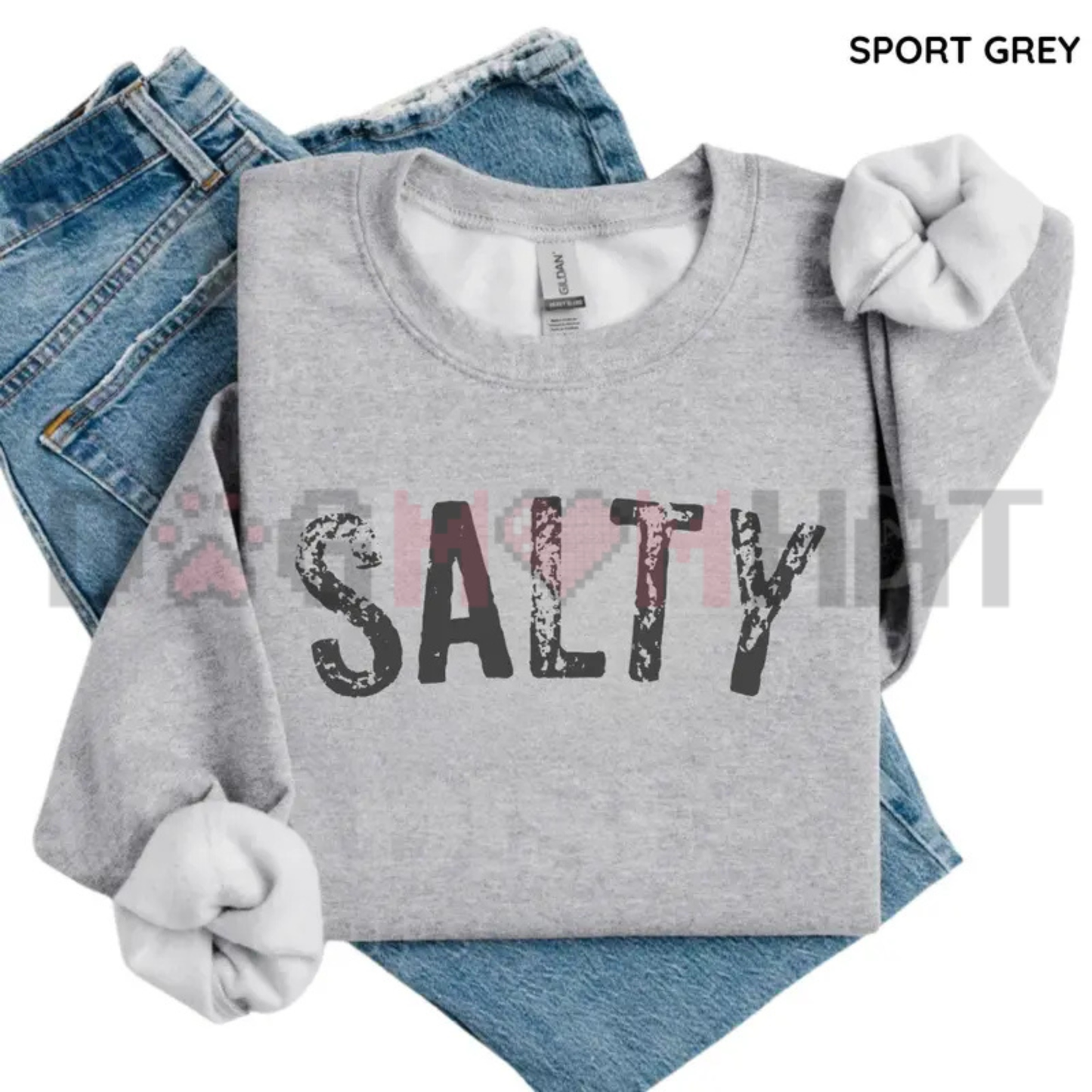 Salty Vibes Retro Beach Graphic Sweatshirt - Vintage Coastal Vacation Crewneck Pullover Women's Cozy Jumper