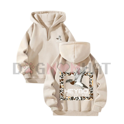 Premium Garment-Dyed Half-Zip Hoodie – Heavyweight Men's Winter Pullover