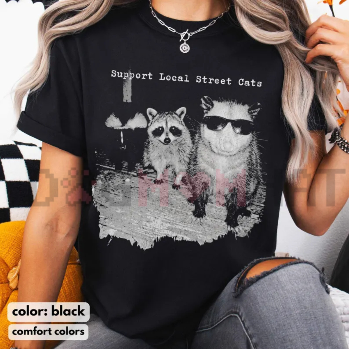 Support Local Street Cats T-Shirt - Vintage Trash Panda & Possum Graphic Tee