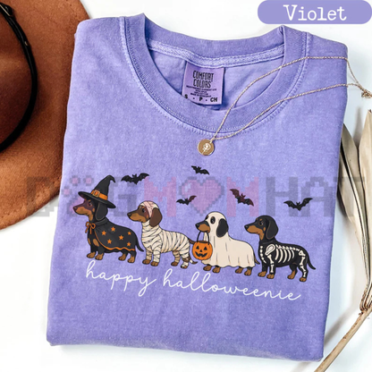 Comfort Colors® Halloween Dachshund T-Shirt - Happy Halloweenie Wiener Dog Graphic Tee