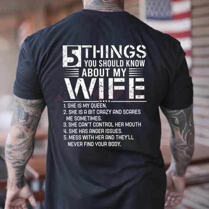 5 Things You Should Know About My Wife T-Shirt – Funny Husband Graphic Tee