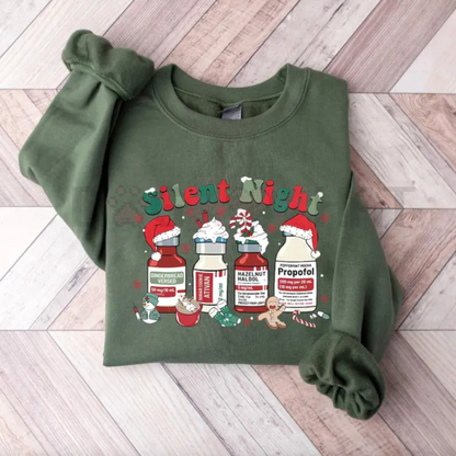 Silent Night Christmas Sweatshirt – Christmas Nurse Shirt, Medical Holiday Crewneck