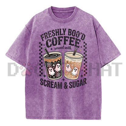 "Scream & Sugar Ghost Coffee" Retro Graphic T-Shirt