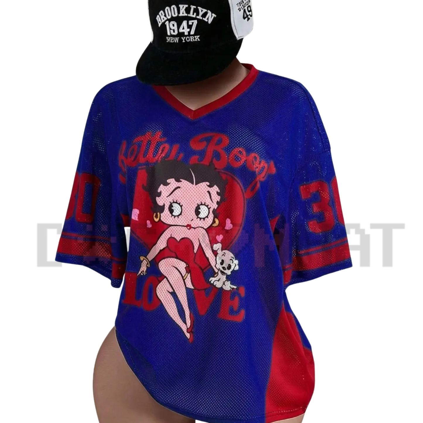 Y2K Breathable Mesh Vintage Doll V-Neck Jersey