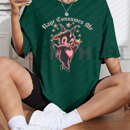 Rage Consumes Me – Cute Little Black Goat Traditional Tattoo T-Shirt
