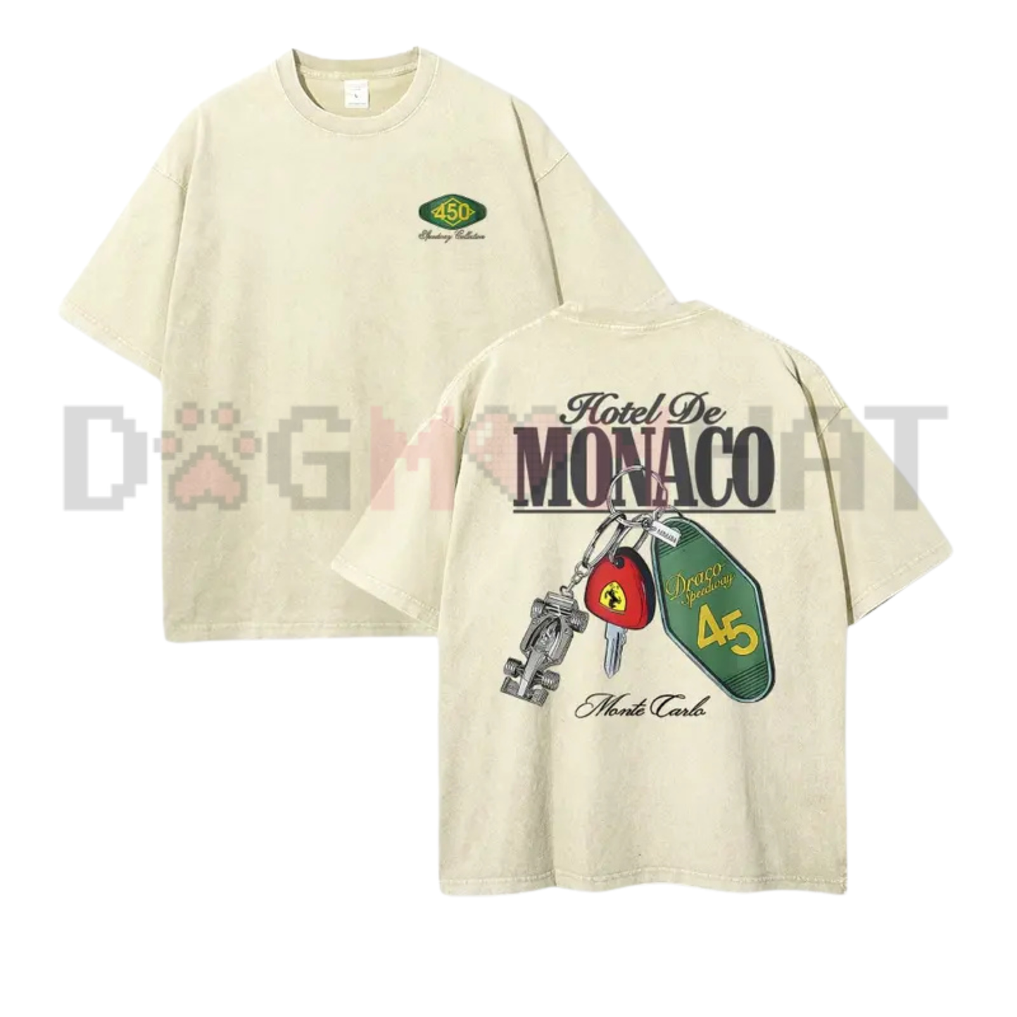 Monaco Grand Prix Riviera Wash Tee - Men's Vintage Racing Poster Oversized Cotton Graphic Shirt