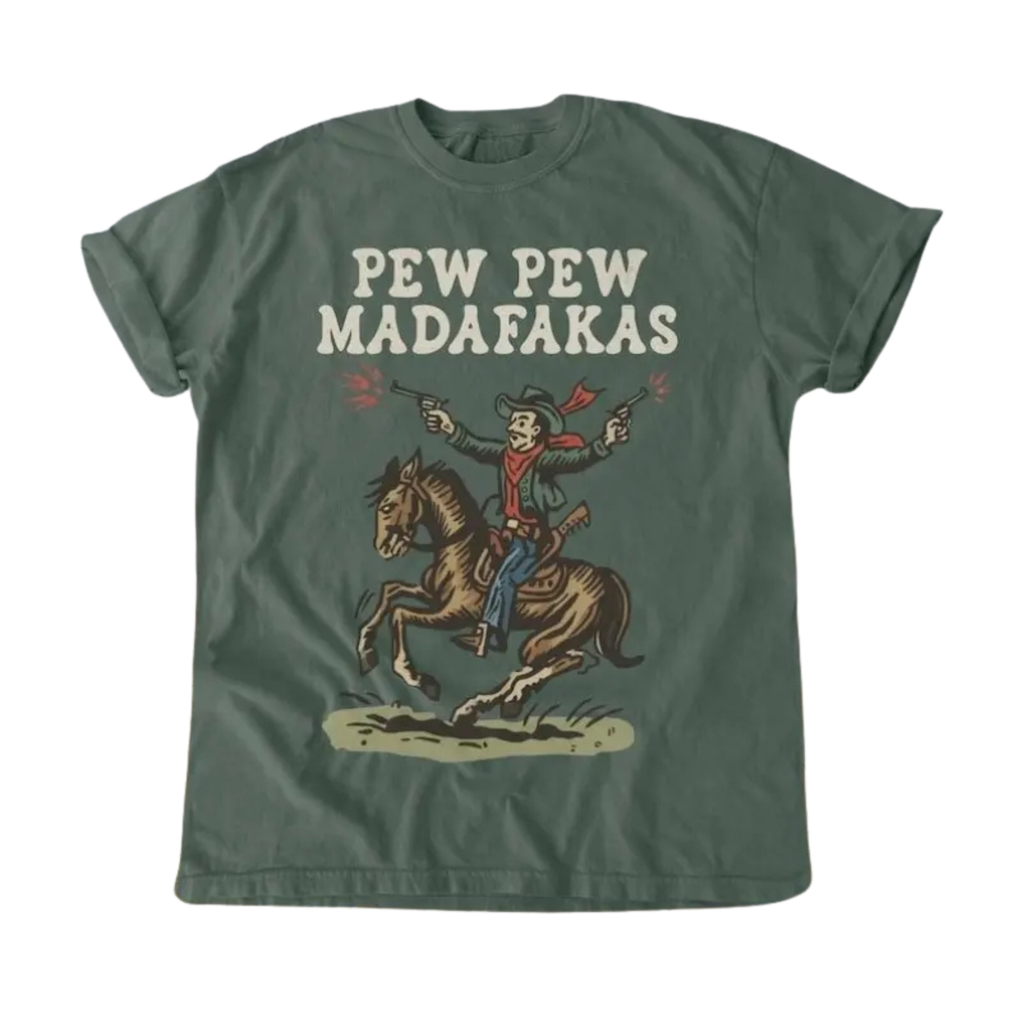 Retro Cowboy "Pew Pew Madafakas" T-Shirt