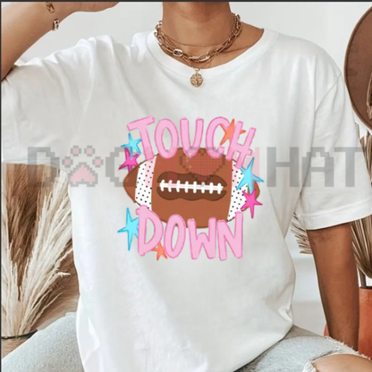 Touch Down Mossy Oak Football Graphic Tee - Cute Camo Game Day Cotton Unisex T-Shirt