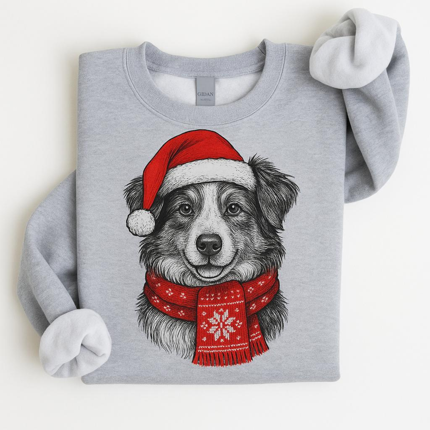 Ugly Christmas Style Santa Paws Dog Crewneck Sweater – Unisex Sport Grey Festive Pet Pullover
