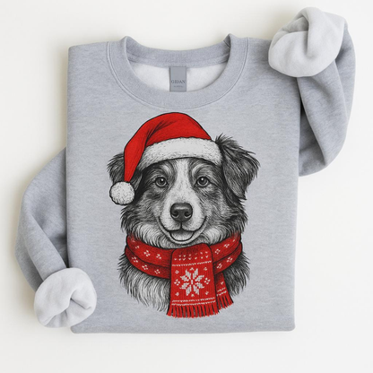 Ugly Christmas Style Santa Paws Dog Crewneck Sweater – Unisex Sport Grey Festive Pet Pullover