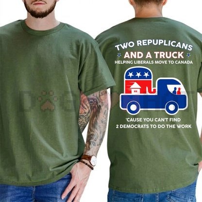 Two Republicans And A Truck T-Shirt - Funny Political Graphic Tee