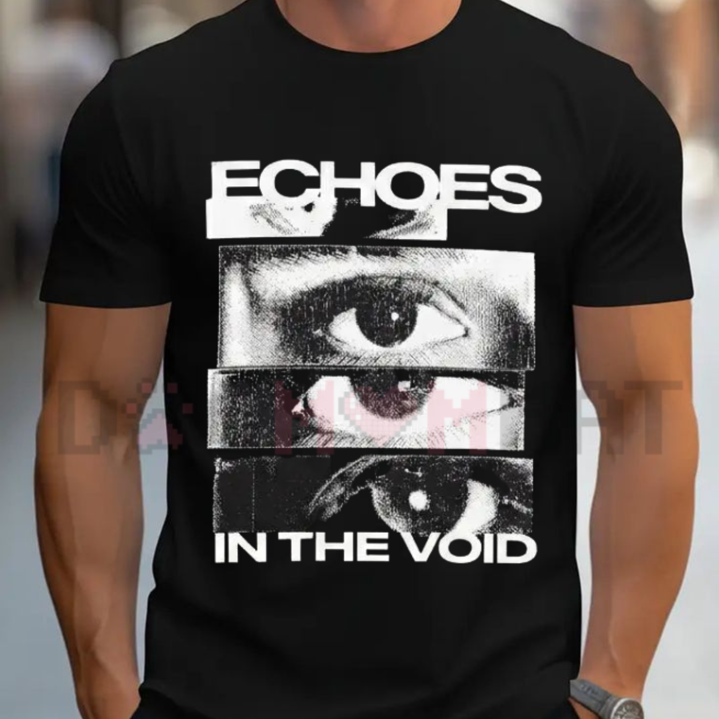 Retro Cyber Glitch Eye Streetwear Tee - Made in USA Heavyweight Cotton Oversized Shirt