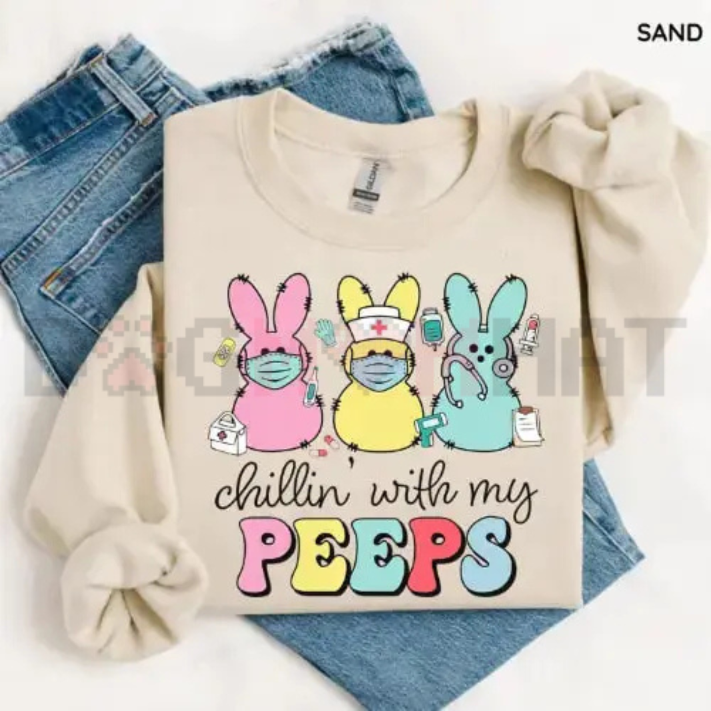 "Chillin' With My Peeps" Nurse Easter Sweatshirt
