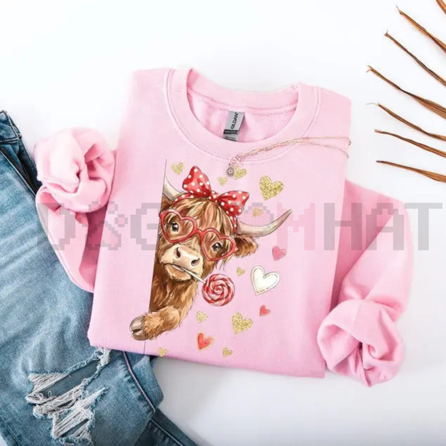 Valentine Highland Cow Sweatshirt