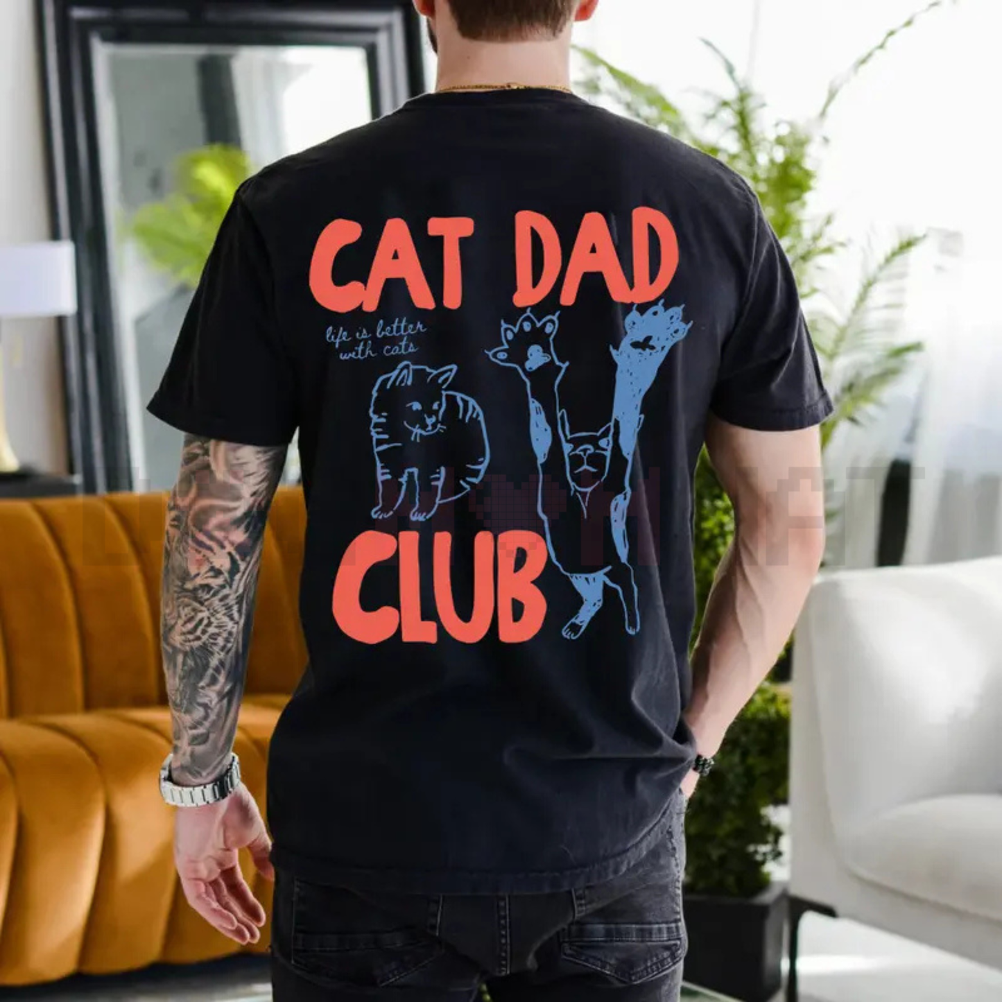 Cat Dad Club T-Shirt – Funny Back Design Tee