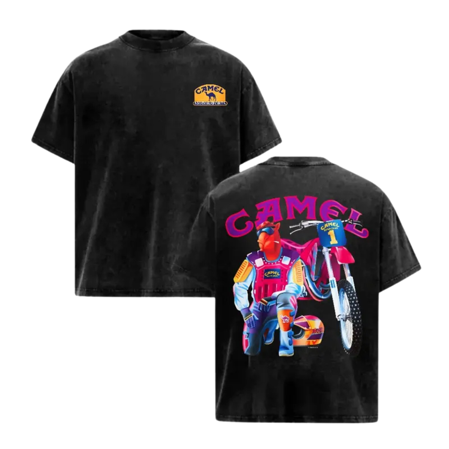 Retro Pinup Siren Mineral Wash Tee - Men's Distressed Acid Wash Oversized Cotton Graphic Shirt