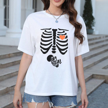 Skeleton Halloween Maternity T-Shirt – Funny Pregnancy Announcement Tee