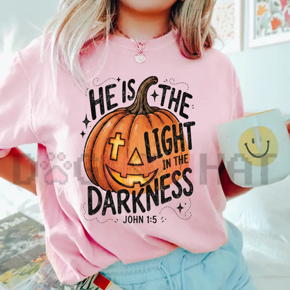 "He Is The Light" Retro Fall Religious Graphic T-Shirt