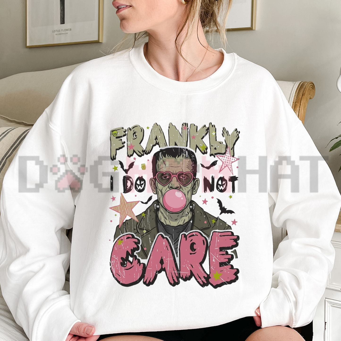 Frankly Do Not Care Sarcastic Graphic Sweatshirt - Retro Funny Quote Soft Cotton Unisex Aesthetic Fall Pullover