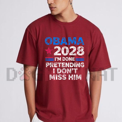 Obama 2028 Don't Miss Him Retro Political Graphic T-Shirt