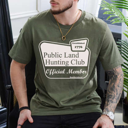 Public Land Hunting Club T-Shirt – Sage Green, Vintage Hunting Apparel, Unisex Outdoor Outfit, Gift for Hunter