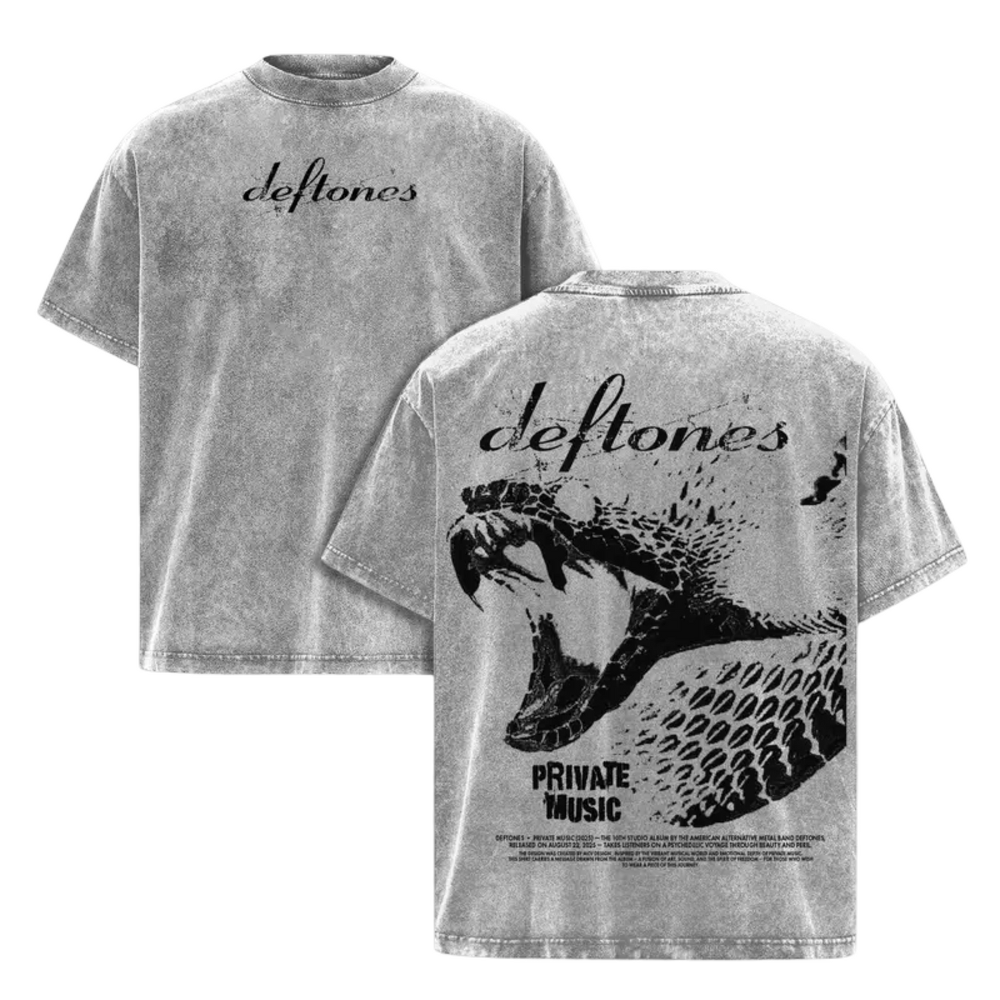 Deftones Private Music Album T-Shirt – Vintage Washed Heavy Cotton Oversized Unisex Streetwear