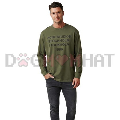 Stockholm 1996 Retro European Graphic Long Sleeve Tee - Dusty Pink Vintage Tour Aesthetic Unisex Cotton Shirt