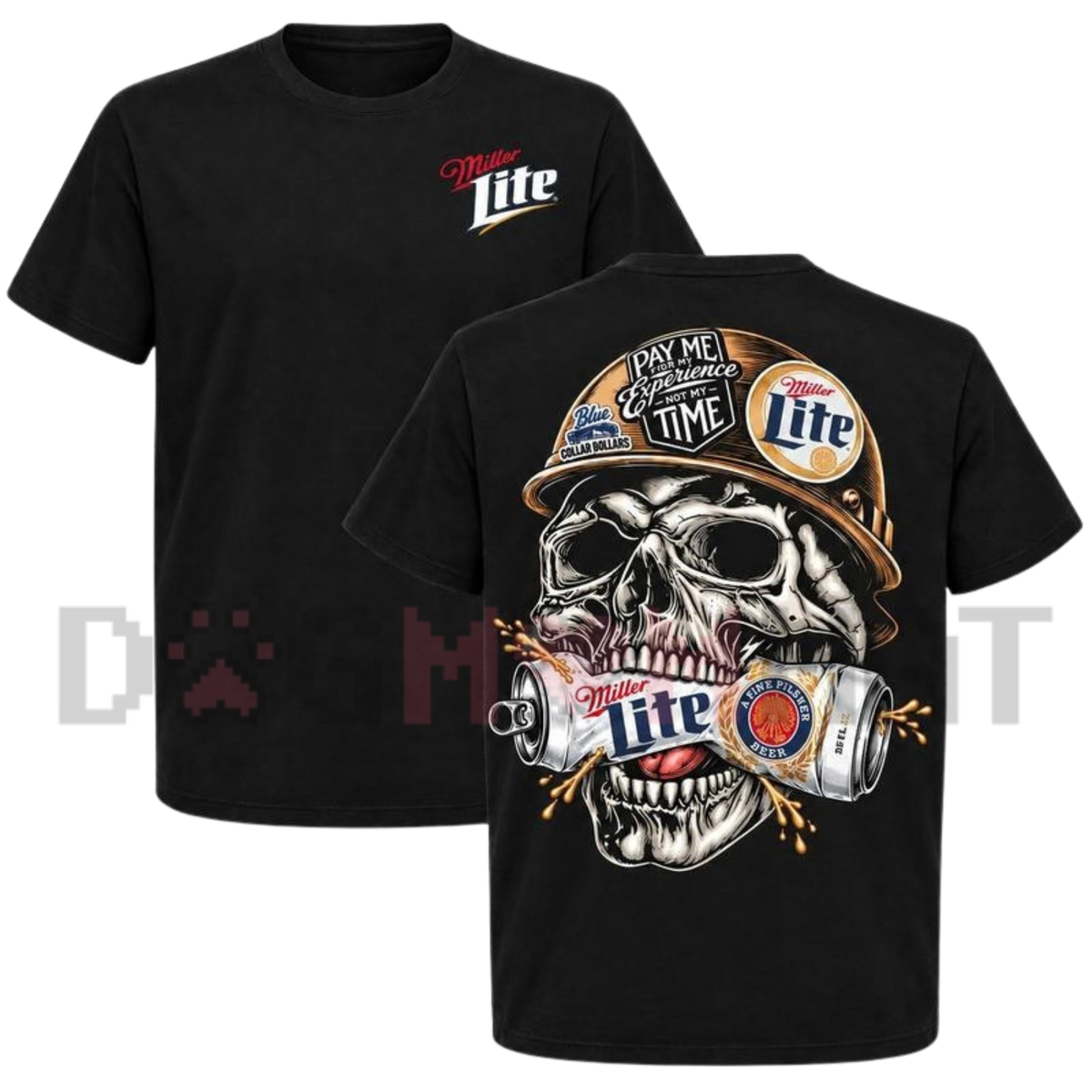 Retro Skull Pilsner Beer Hard Hat Graphic T-Shirt