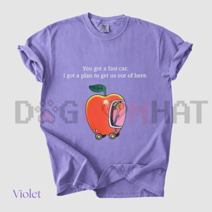 Comfort Colors® Fast Car T-Shirt - Retro Apple Car Graphic Tee & Tracy Chapman Inspired Road Trip Shirt