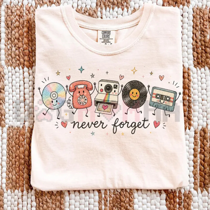 Comfort Colors Never Forget T-Shirt - Cute Retro 90s Nostalgic Graphic Tee