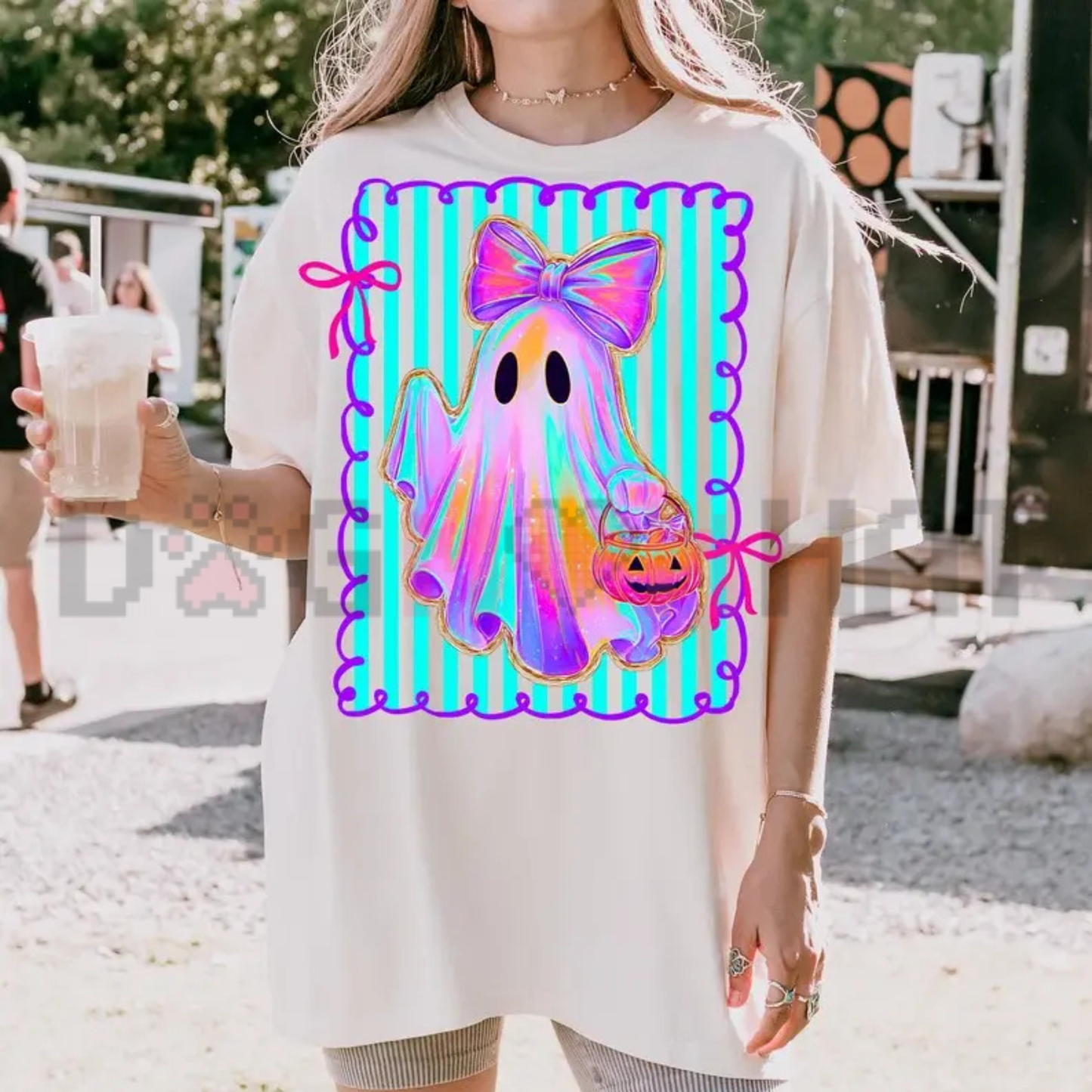 Cute Preppy Ghost Coquette Graphic Tee - Retro Floral Pumpkin Halloween Vintage Cotton Unisex T-Shirt