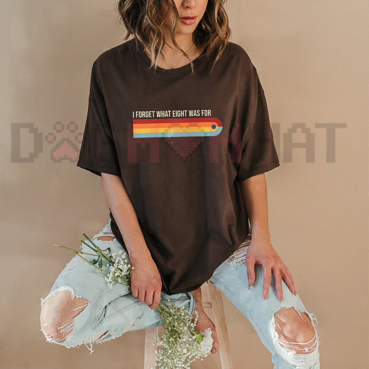 I Forget What Eight was for Funny Retro Rainbow T-Shirt