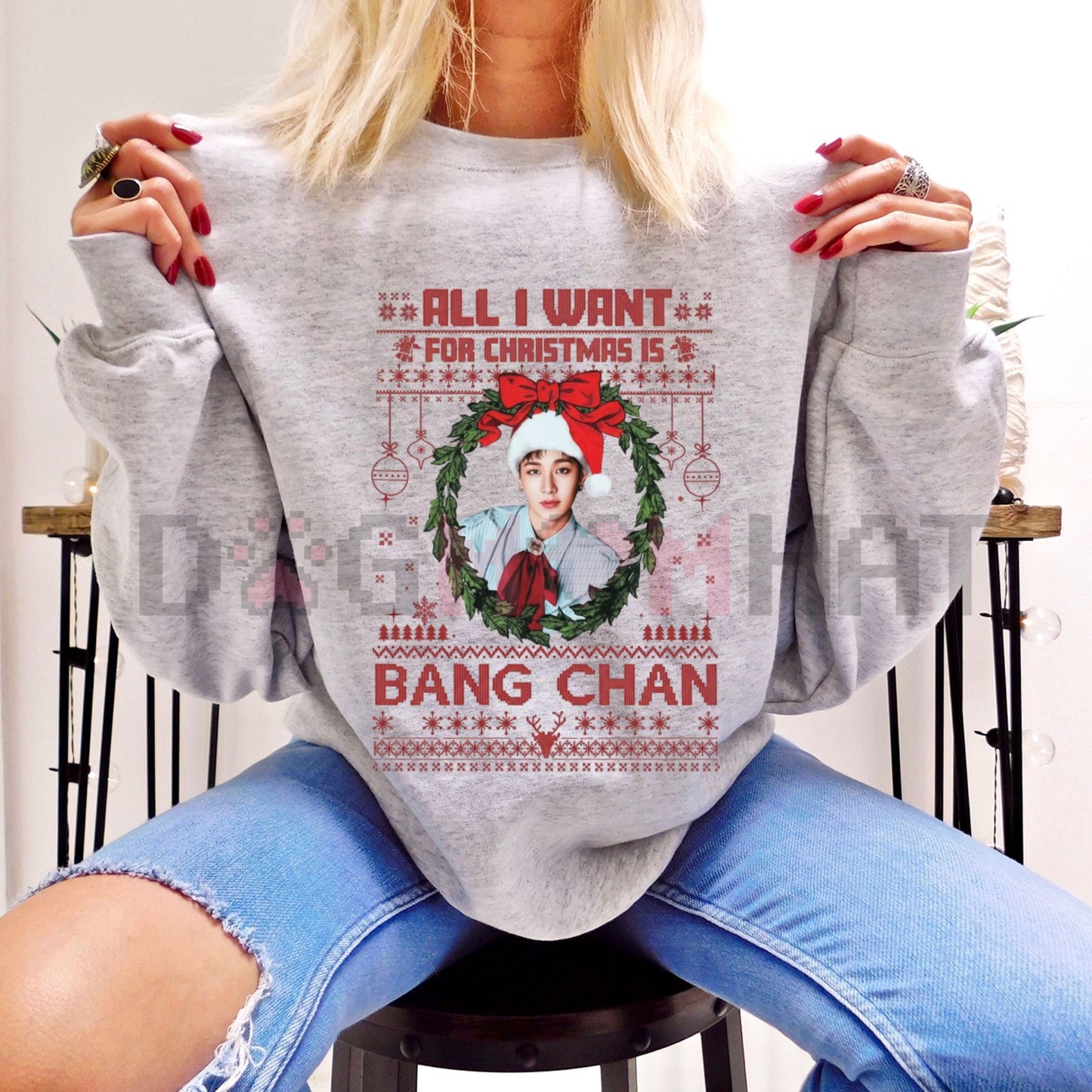 "All I Want for Christmas Is Bang Chan" Sweatshirt – Funny K-Pop Stray Kids Bias Merch