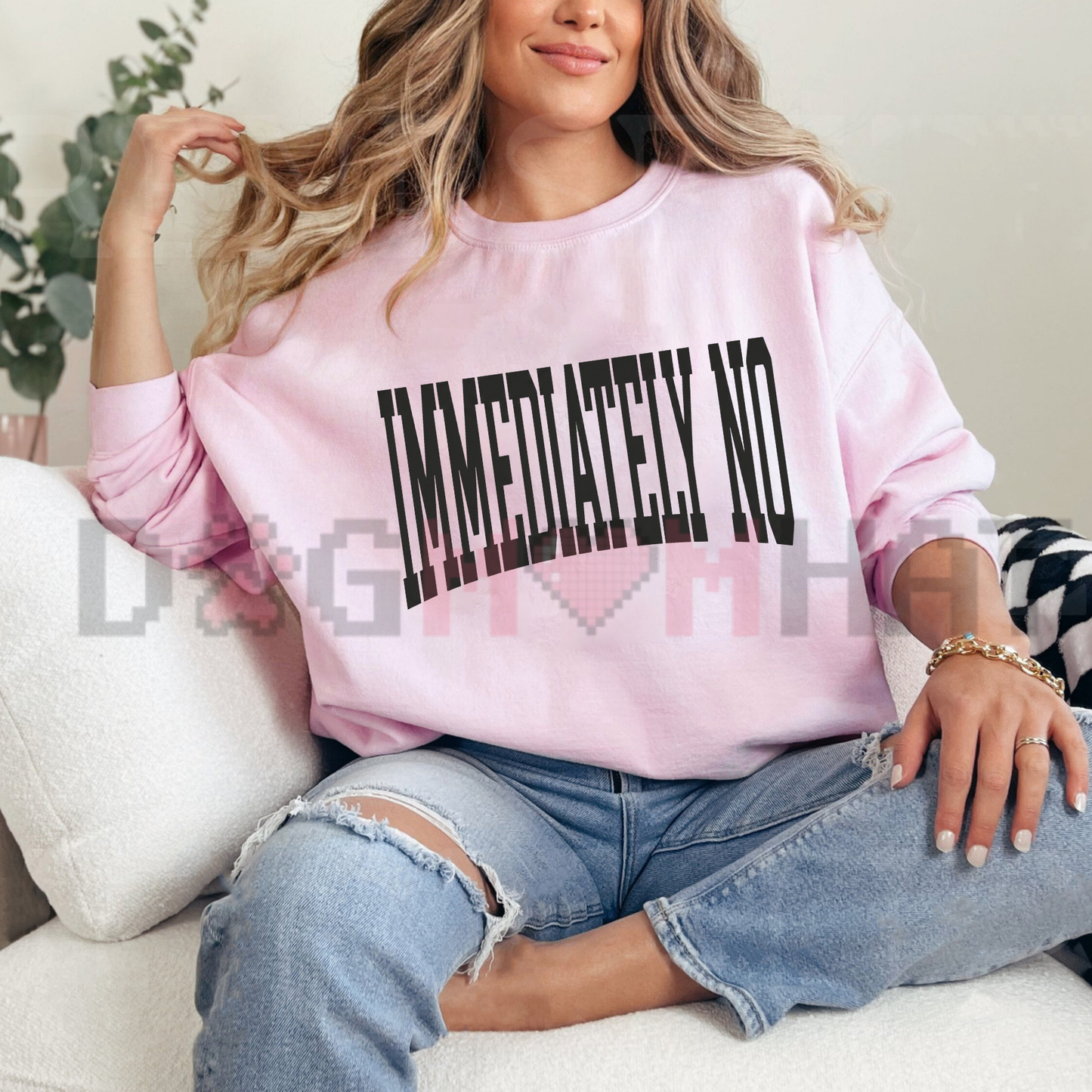 "Immediately No" Funny Meme Graphic Sweatshirt - Sarcastic Humor Crewneck