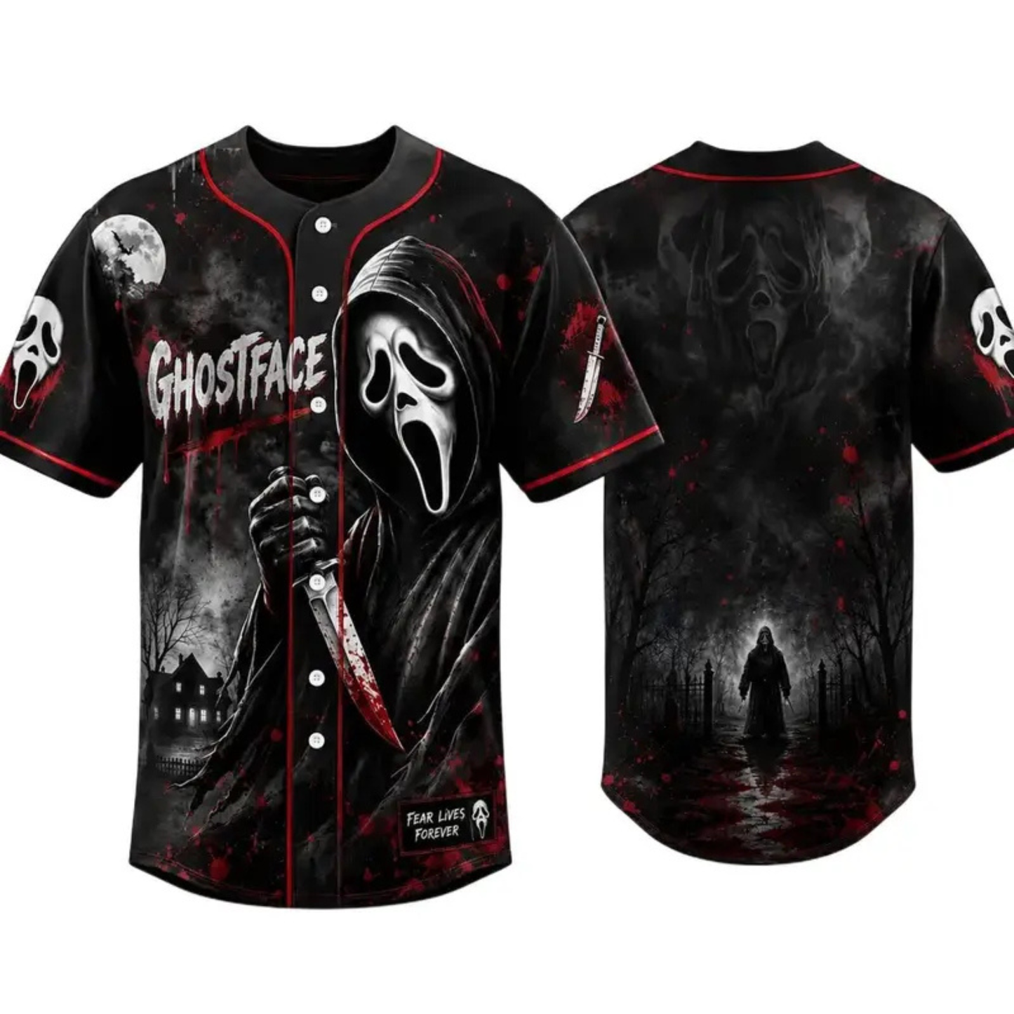 Horror Slasher Classic Movie Characters Baseball Jersey - Spooky Squad Halloween Uniform