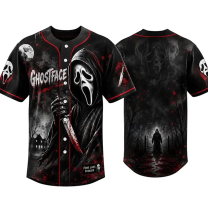 Horror Slasher Classic Movie Characters Baseball Jersey - Spooky Squad Halloween Uniform
