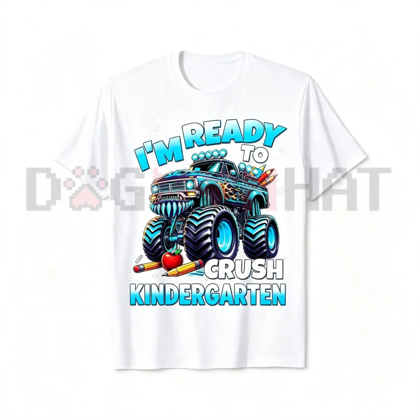 Monster Crusher Kindergarten Ready Graphic Tee - Back To School Monster Truck Kids Shirt