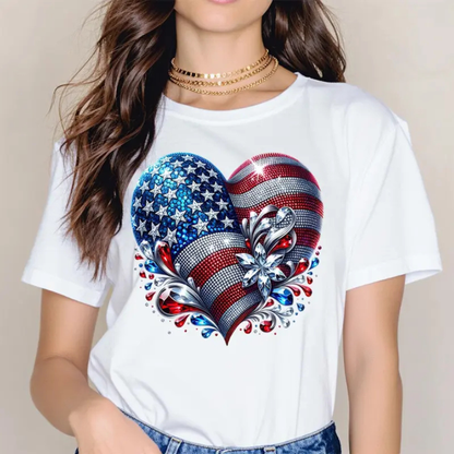 American Flag Heart Design T-Shirt