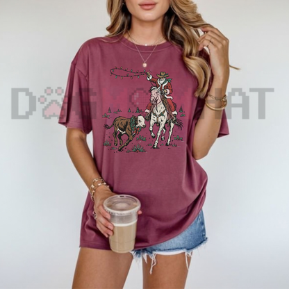 Comfort Colors Cowboy Santa Western Christmas Graphic T-Shirt