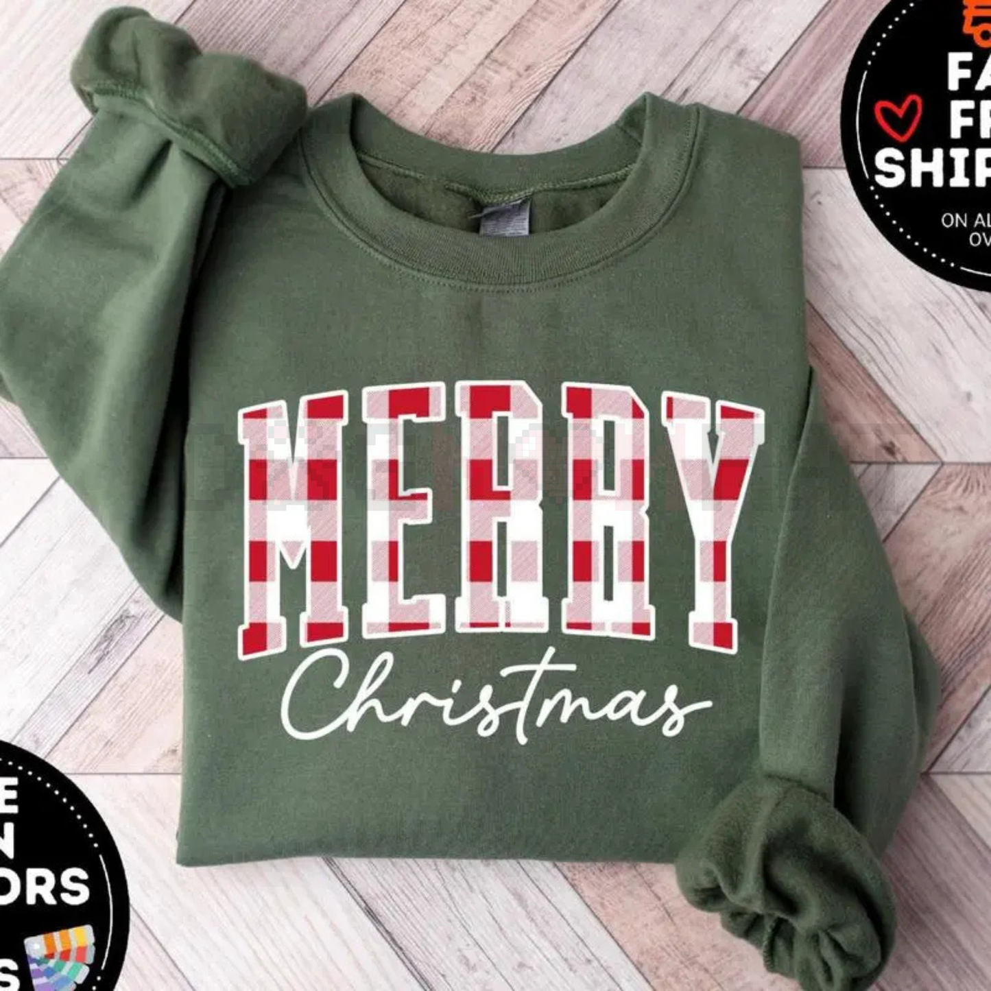 Merry Christmas Sweatshirt – Buffalo Plaid Sweater