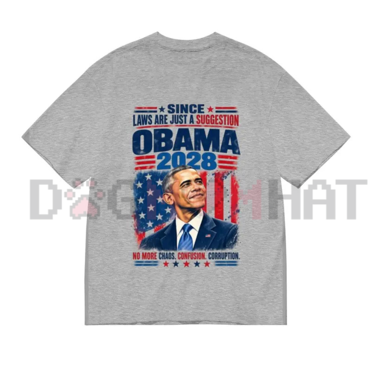 Funny Obama 2028 Political Print T-Shirt - Humorous Campaign Satire Tee