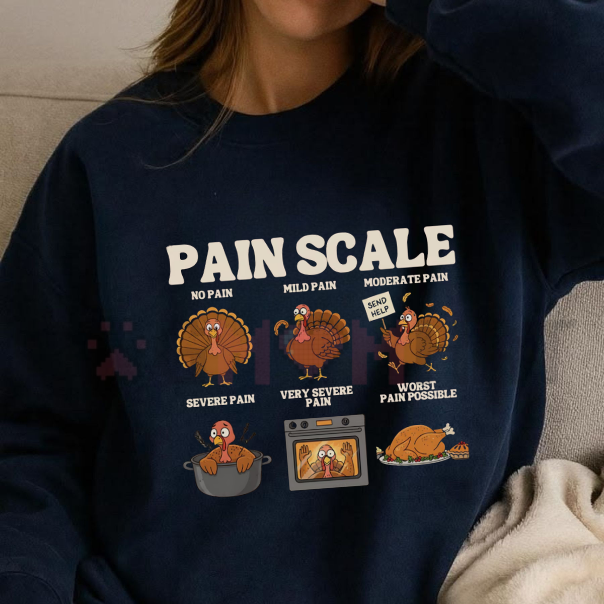Funny Turkey Pain Scale Nurse Sweatshirt