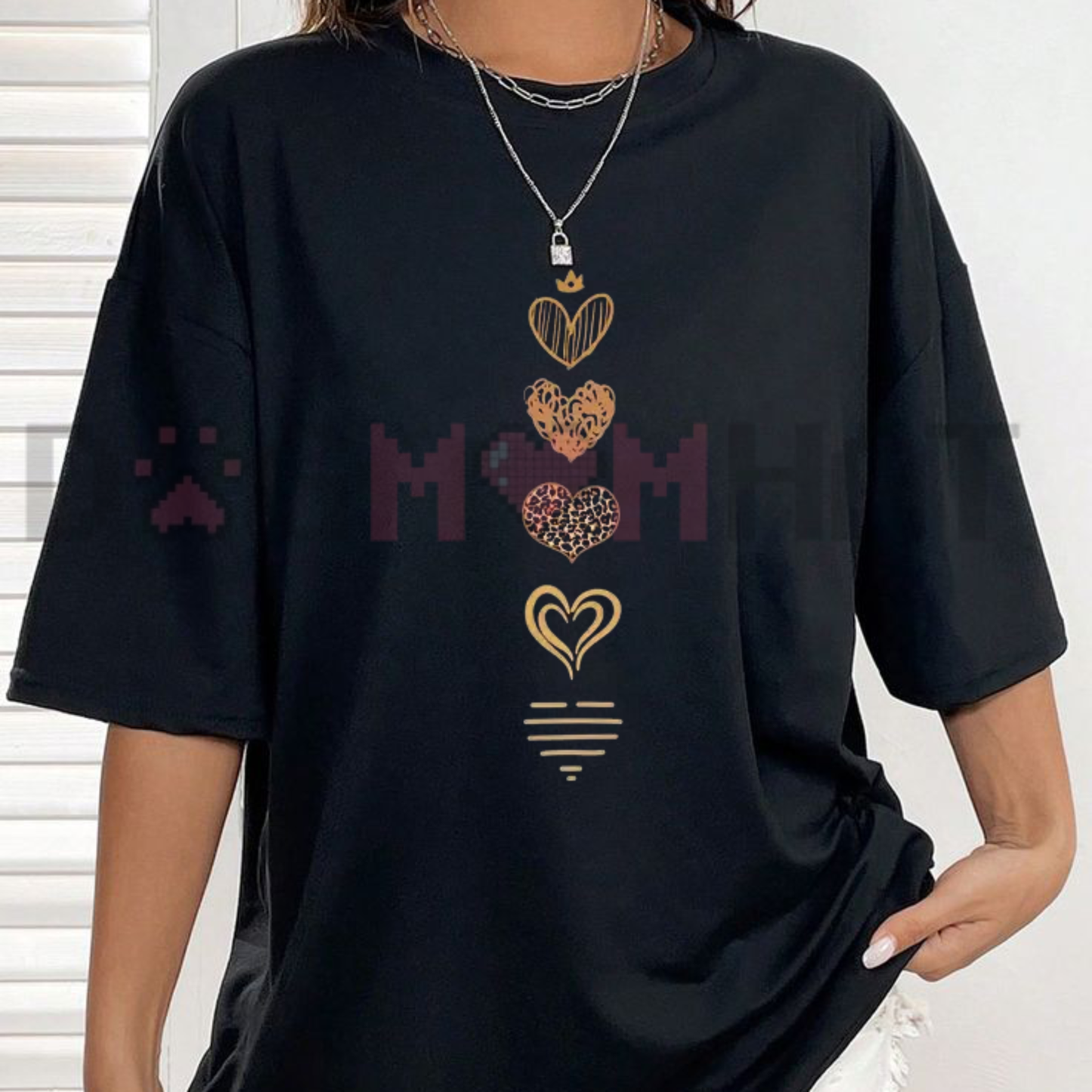 Chic Romance Oversized Streetwear Tee - Women's Pure Cotton Heart Graphic Breathable Commute T-Shirt