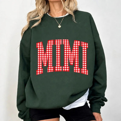 Customizable MAMA Gingham Christmas Graphic Sweatshirt