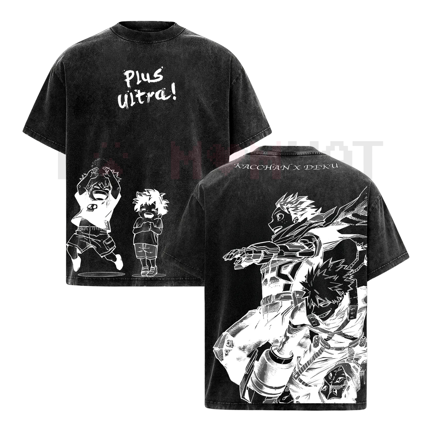 Deku & Bakugo Vintage Oversize Washed T-Shirt – My Hero Academia Heavy Cotton Graphic Tee
